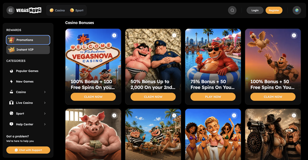 Vegas Nova - promotions available at a credit card casino